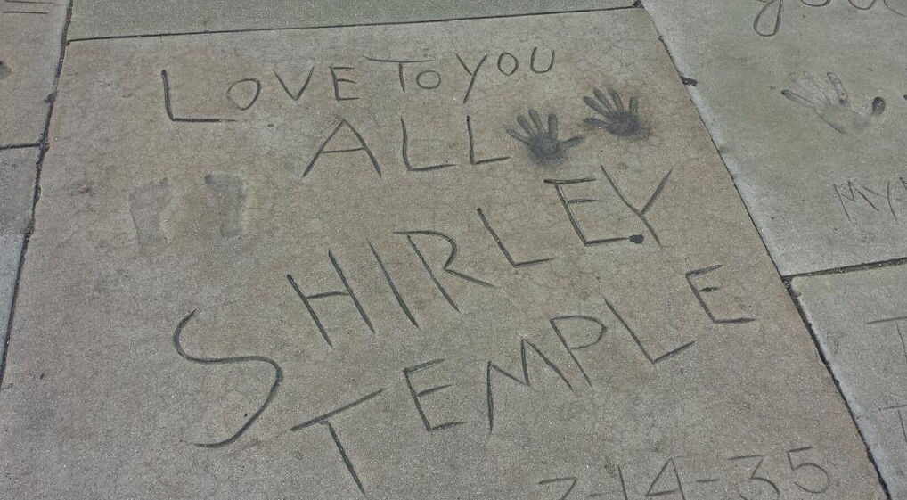 On March 14, 1935, Temple left her footprints and handprints in the wet cement at the forecourt of Grauman's Chinese Theatre in Hollywood.