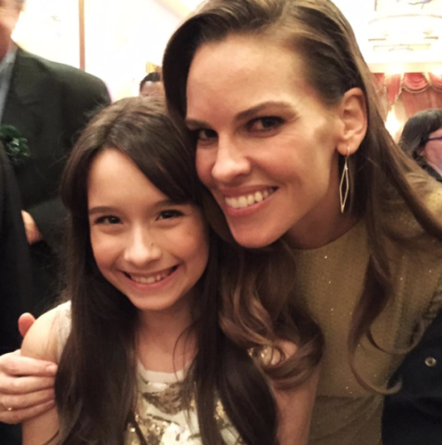 Hilary Swank took time at the event to talk to many Child Actors. Pictured here with Michelle Moores.